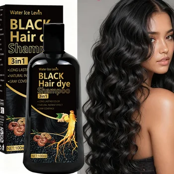 Shampoo colorante per capelli neri 3in1 con zenzero e biotina - Colore duraturo e copertura grigia per capelli vibranti