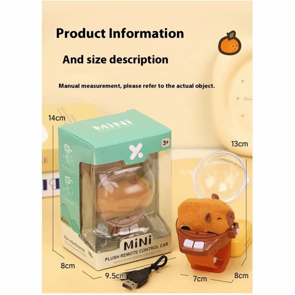 3D Cartoon Children RC Car Mini Watch Toys Cute Pet Car USB Charging Kapibala Watch Electric Toy Remote Control Toy