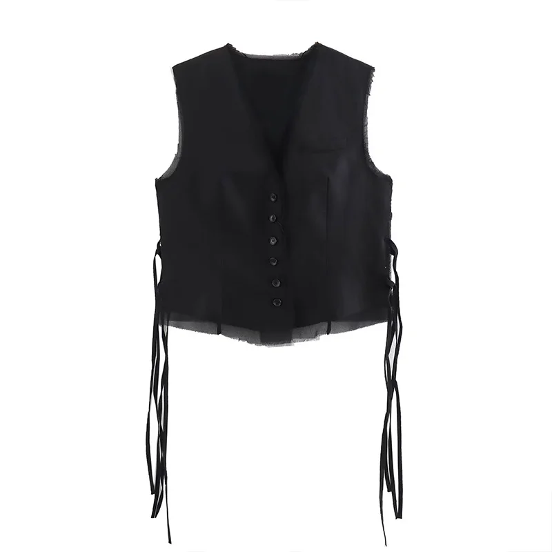 

Summer Women's Vest Tops 2024 New Casual Fashion Classic Single-Breasted V-Neck Short Undershirt Tops