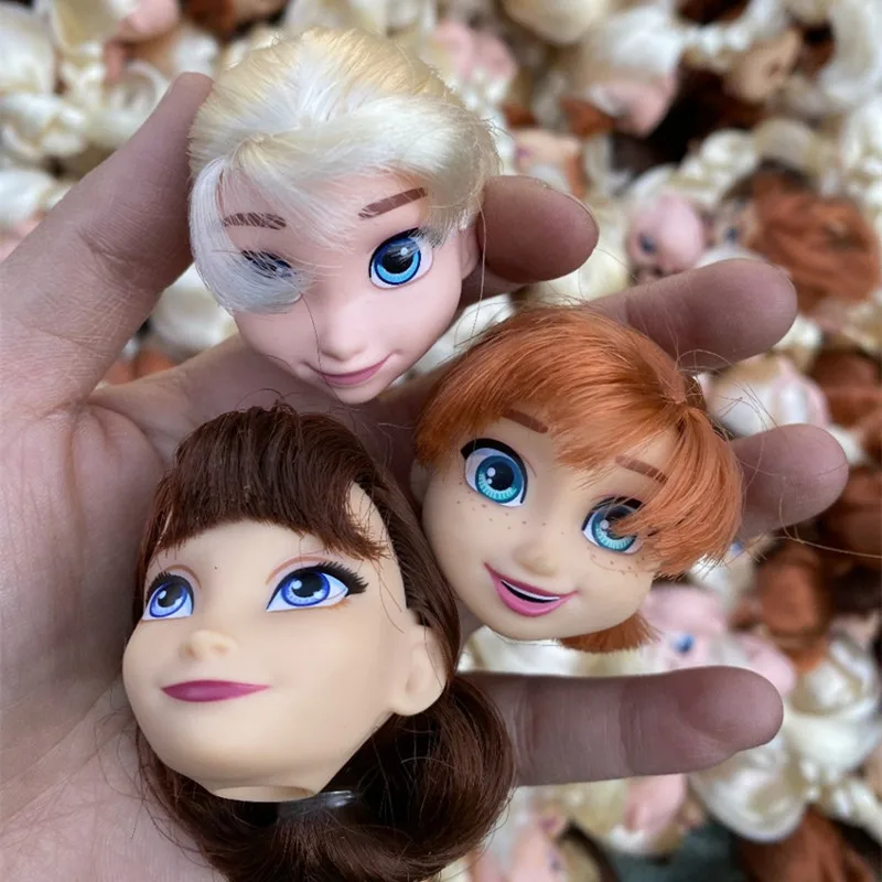 10pcs 1/6 Doll Heads Toy for Girls Diy Fashion Princess Anna Elsa Mermaid Doll Head Accessories Dressing Collection Toys