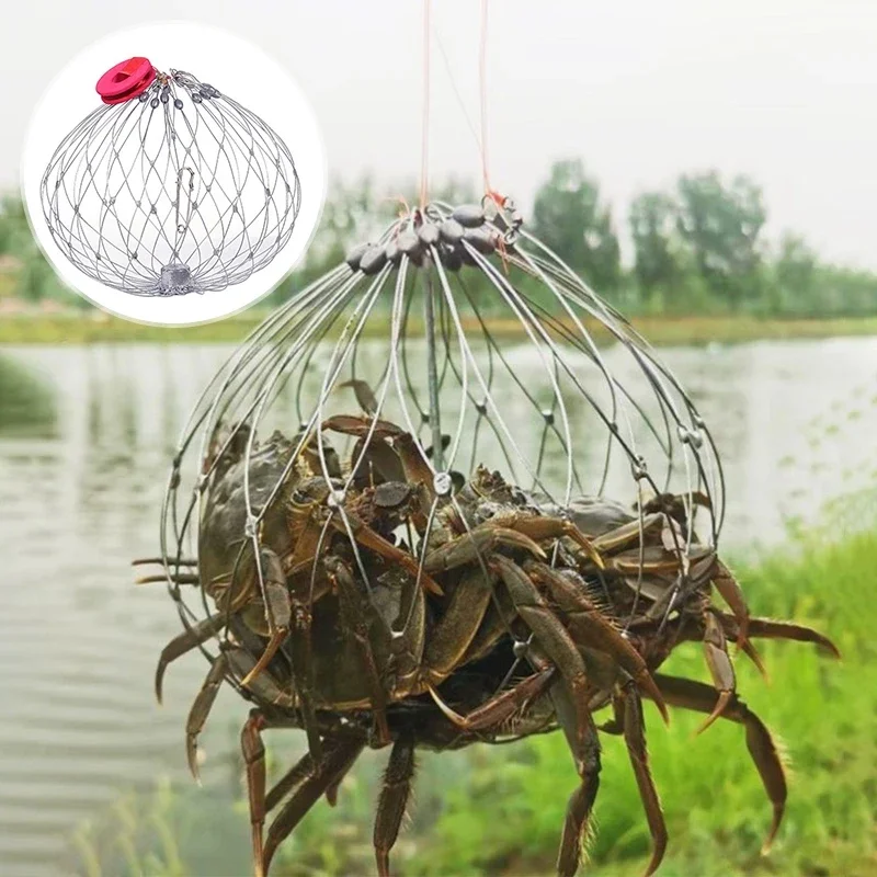 1pc Fishing Crab Trap Net Automatic Open Closing Crayfish Catcher