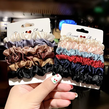 6 elastici per capelli semplici in tinta unita per donne, elastici per capelli spessi, morbidi, che non danneggiano i capelli, per coda di cavallo, accessori per capelli