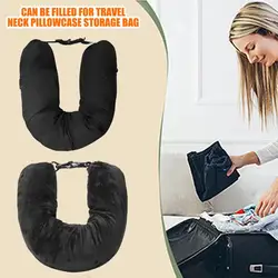 Fillable Neck Pillows for Car Train Airplane Travel Refillable Storage Bag Neck Pillow Lightweight Portable U Shaped Pillow