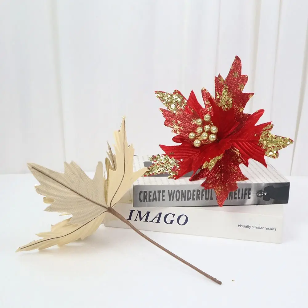 Flannel Christmas Artificial Flowers Decorations