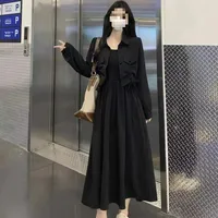 Plus Size Plus Size Women's Autumn Long Sleeve Short Dress Set Two Pieces Long Dress Two Piece Set with Open Cardigan Jacket