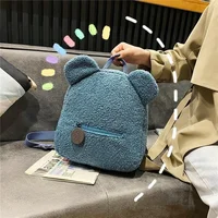 Personalised Baby Girls Backpack Cute Bear Plush Solid Color Baby Bag Custom Name Casual Backpack for Toddler Kids 5