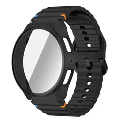 Silicone Band with Protective Bumper Cover - Galaxy 5 4 40mm (2pack Black - Black)