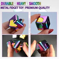 Cube Spinner 4-in-1 Decompression Spinning Toy Desktop  Metal EDC Hand Fidgets Spinner Build Flipo Flip Gift for Kids Adults. 2