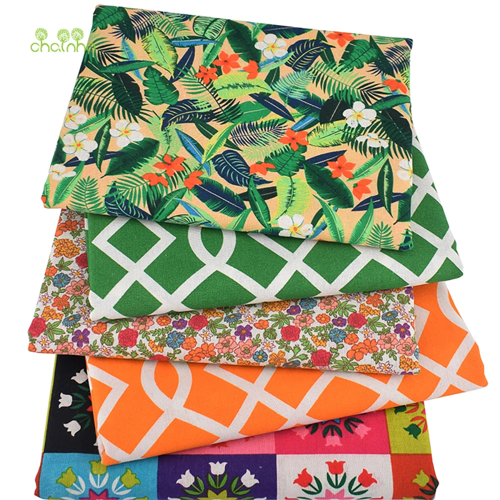 Chainho,Printed Cotton Linen Fabric,DIY Sewing Quilting Material,For Sofa,Table Cloth,Curtain,Bag,Cushion,Furniture Cover,15CLA4