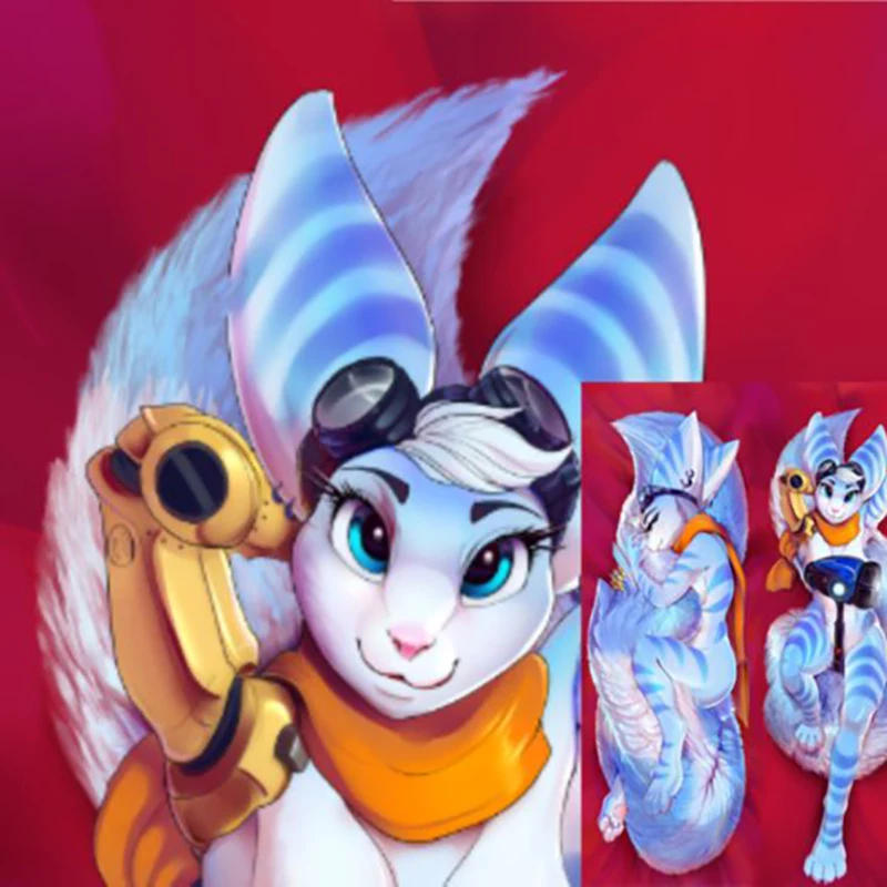 

Dakimakura Anime Lombax Furry Double Sided Print Life-size Body Pillow Cover