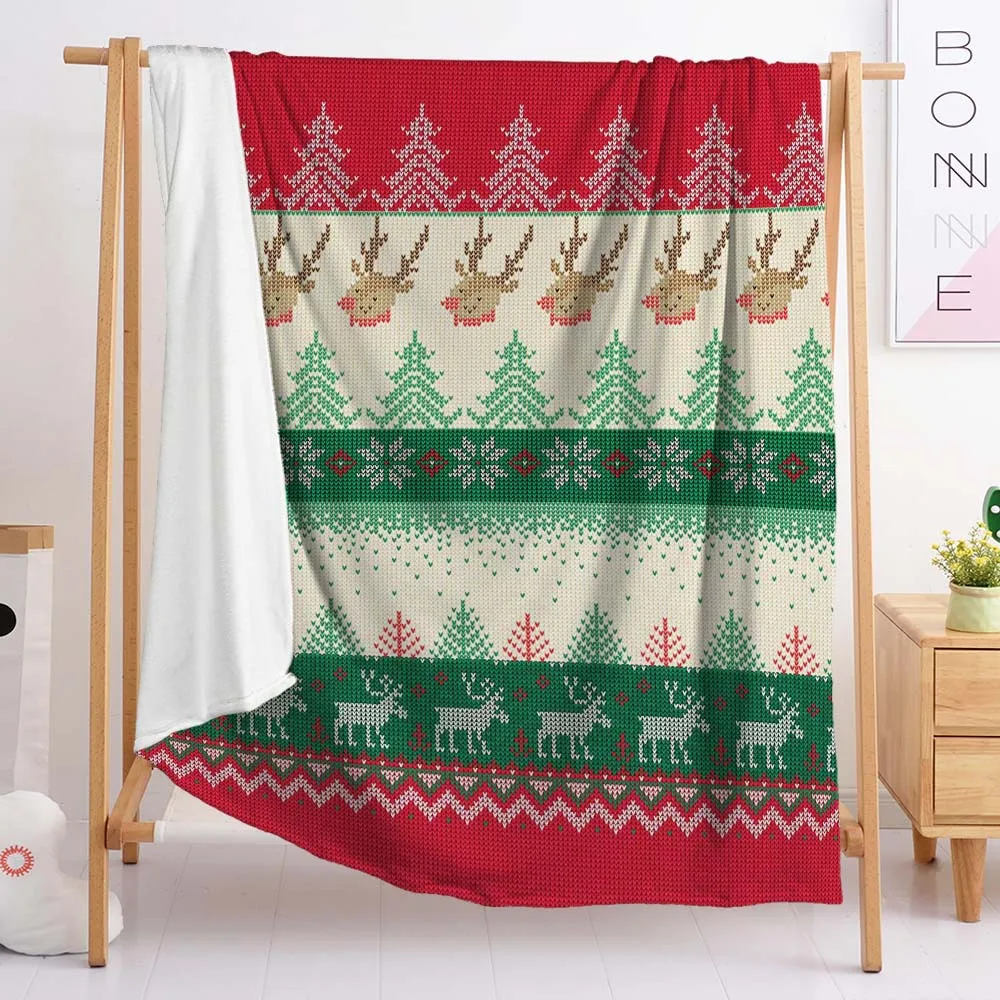 Premium Christmas Sherpa Throw Blanket | Christmas Decoration, Fleece, Plush, Warm, Cozy Reversible Microfiber Holid