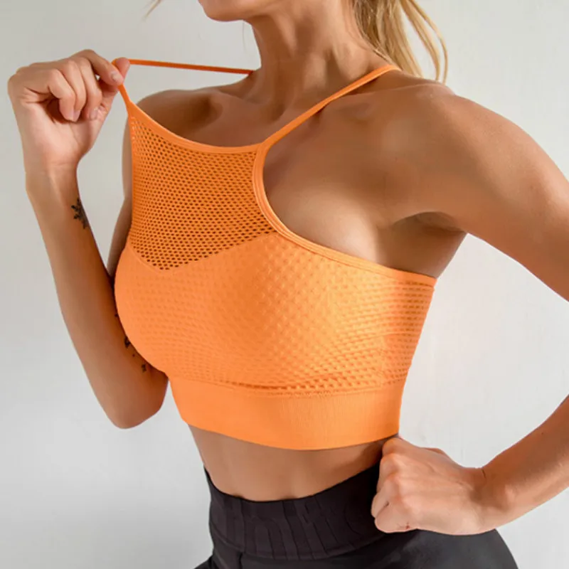 Women's Medium Support Cross Back Wirefree Removable Cups Sport Bra Tops Freedom Seamless Racerback Yoga Running Sports Bras 1