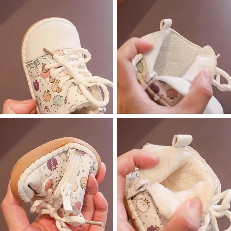 Winter Baby Girls Snow Boots Warm Plush Children Outdoor Shoes Soft Sole Non-slip Infant Toddler Shoes baby shoes baby boots winter snow boots Cartoon Bear Kids