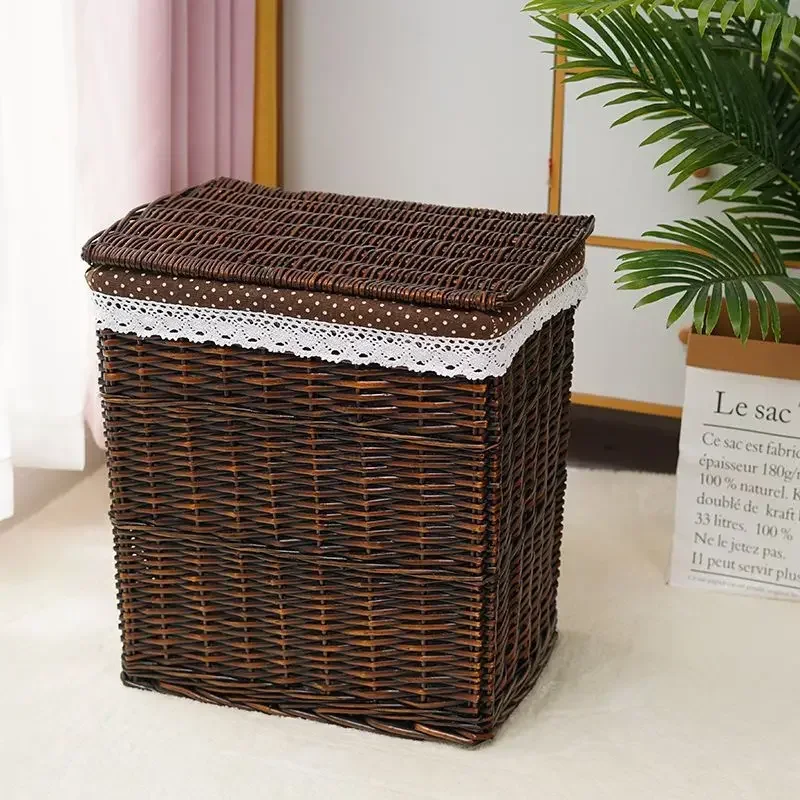 thumbnail image 1 of Cesta de almacenamiento de ropa Aoliviya, cesta de lavandería, cesta de tela grande tejida de ratán con tapa, caja de almacenamiento tejida para el hogar, desechos, 1 of 5