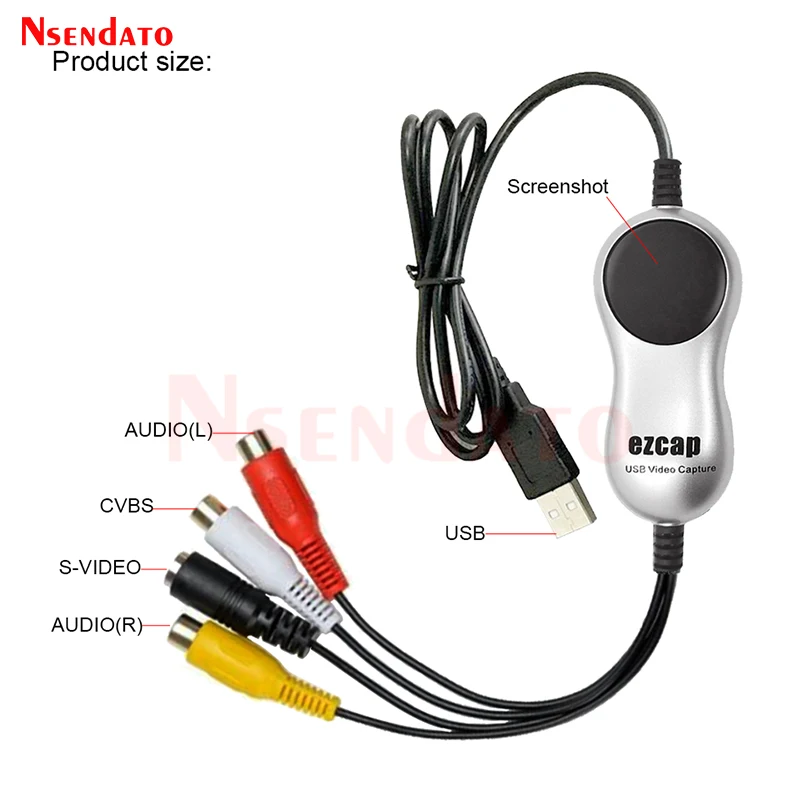 Ezcap USB2.0 HD Video Capture TV DVD VHS DVR Adapter Recorder Grabber Converter Analog Video Audio to Digital for Windows 10 8 7