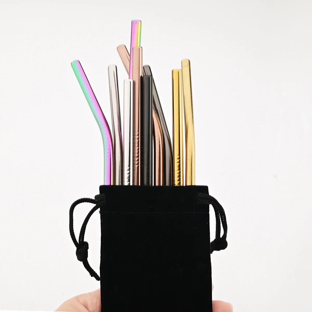 Deluxe Stainless Steel Reusable Straw Set with Cleaning Brush & Carry Bag - Eco-Friendly Drinkware Accessories