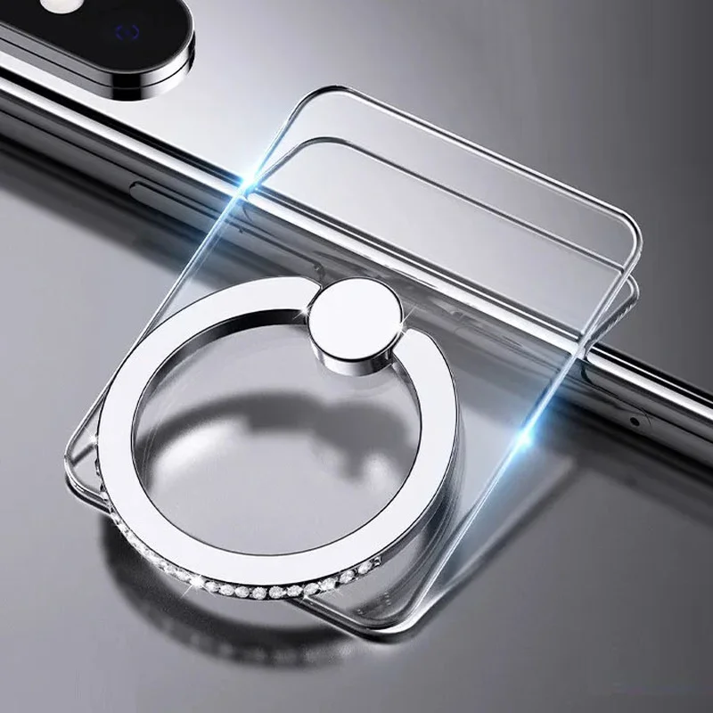 Clear Diamond Ring Phone Holder with 360° Rotation Finger Grip