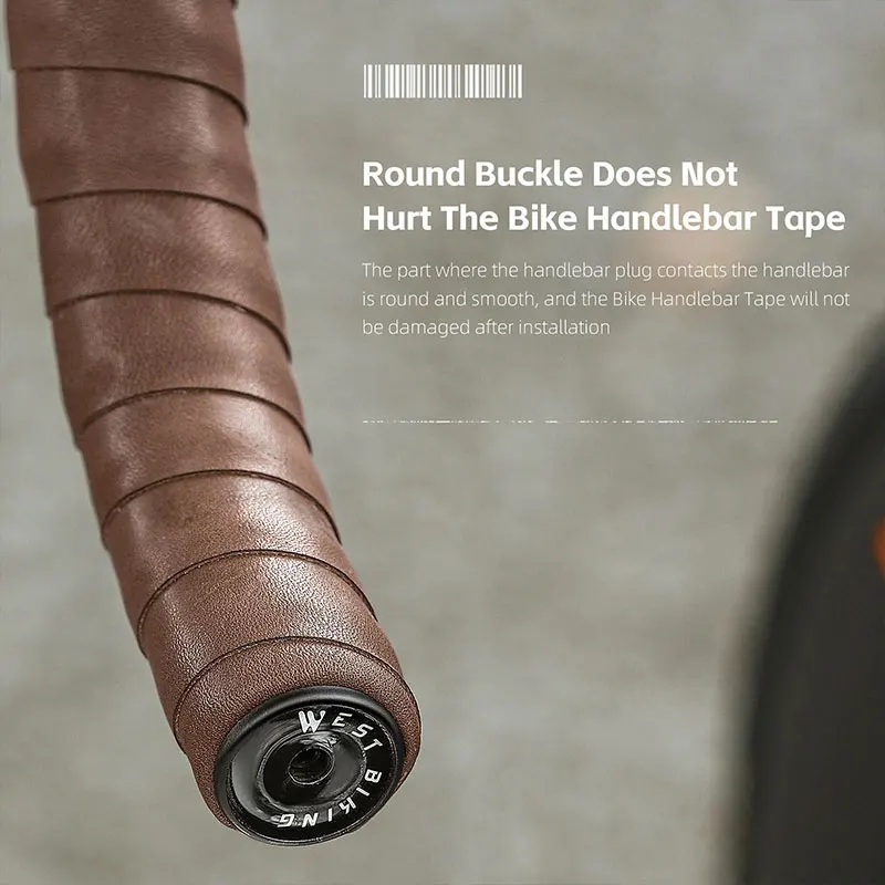WEST BIKING Real Cowhide Bicycle Handlebar Tape Durable 215cm Bike Bar Tape Cycling Damping Wrap Straps End Plug Accessories