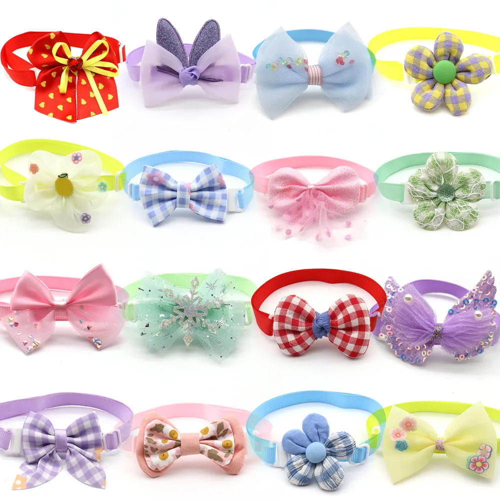 

30/50 Pcs Dog Accessories for Small Dogs Collar Bow Ties Mix Colorful Bowtie Necktie Popular Purple Pink Flower Dog Grooming