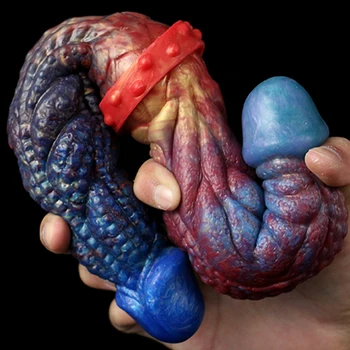 slave fetish bdsm Streamer Color Double Dildo Alien Lifelike Glans Two Big Kont Lesbian Products Anal Plug Sex Toys For Women 5