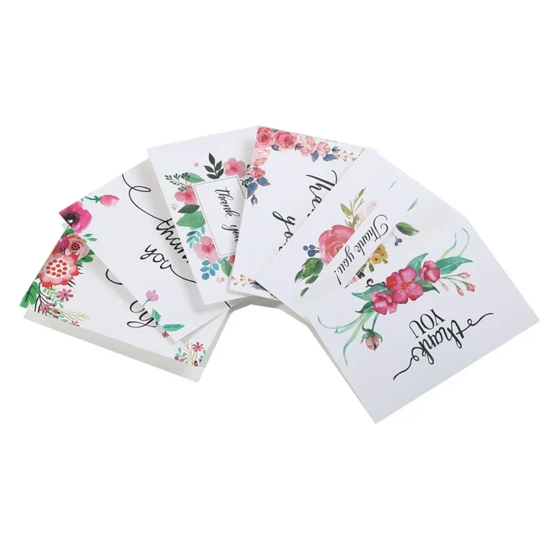 6pcs Thank You Cards with Envelopes 10x15cm Greeting Cards with flowers pattern for Wedding Baby Shower Graduation Gift