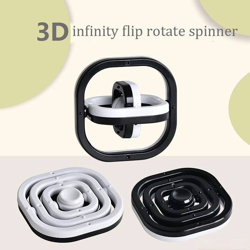 Round/Square 3D Finger Spinner Infinite Flip Gyro Toy Autism Stress Relief ADHD Children Hand Top Kids Child Adult Sensory Gifts 3