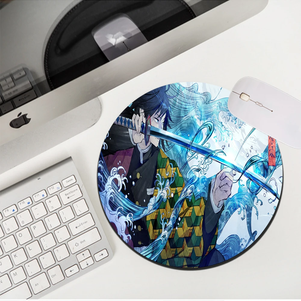

200*200mm Non-slip Round Small Mouse Pad Gamer Rug Nezuko Gaming Accessories Mouse Mats Anime Demon Slayer DeskMat for PC Laptop