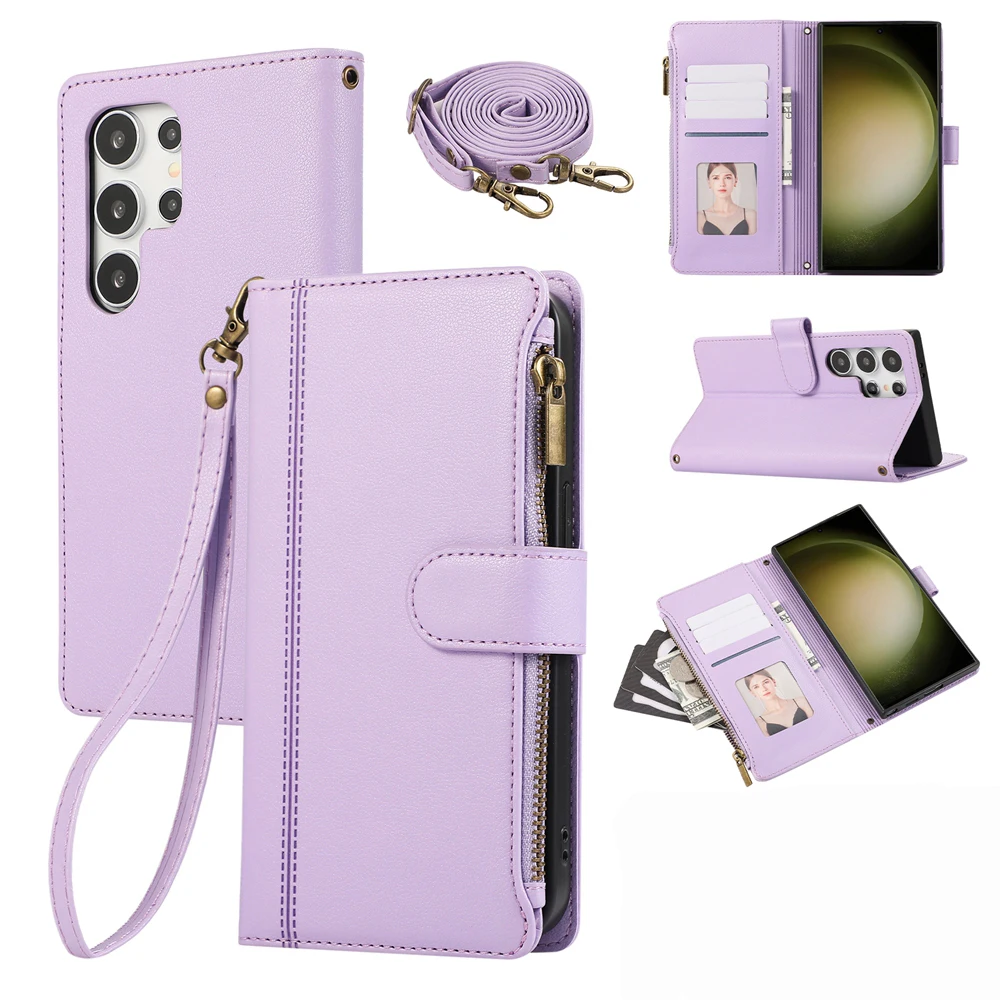 Stylish Crossbody Leather Wallet Phone Case