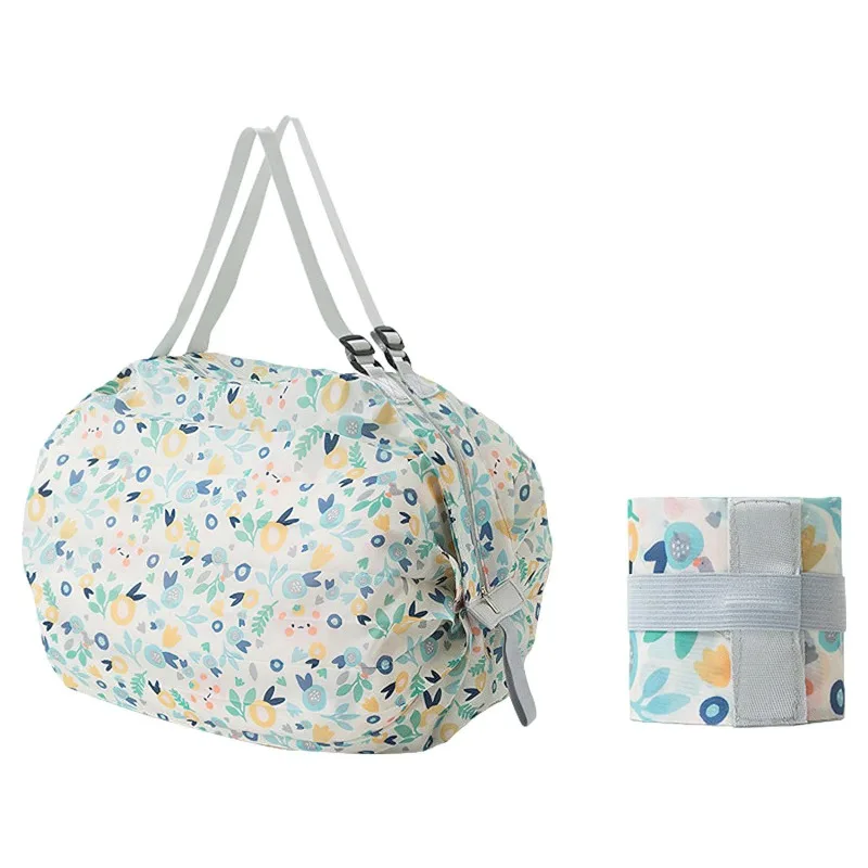 Eco-Friendly Foldable Tote Bag with Cat and Lemon Design