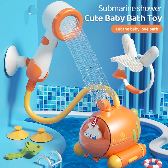 Pommeau de douche pour enfants Forme animale Pommeau de douche pour bébé  Pulvérisateur à main en plastique Jouet de bain pour enfants, bleu 