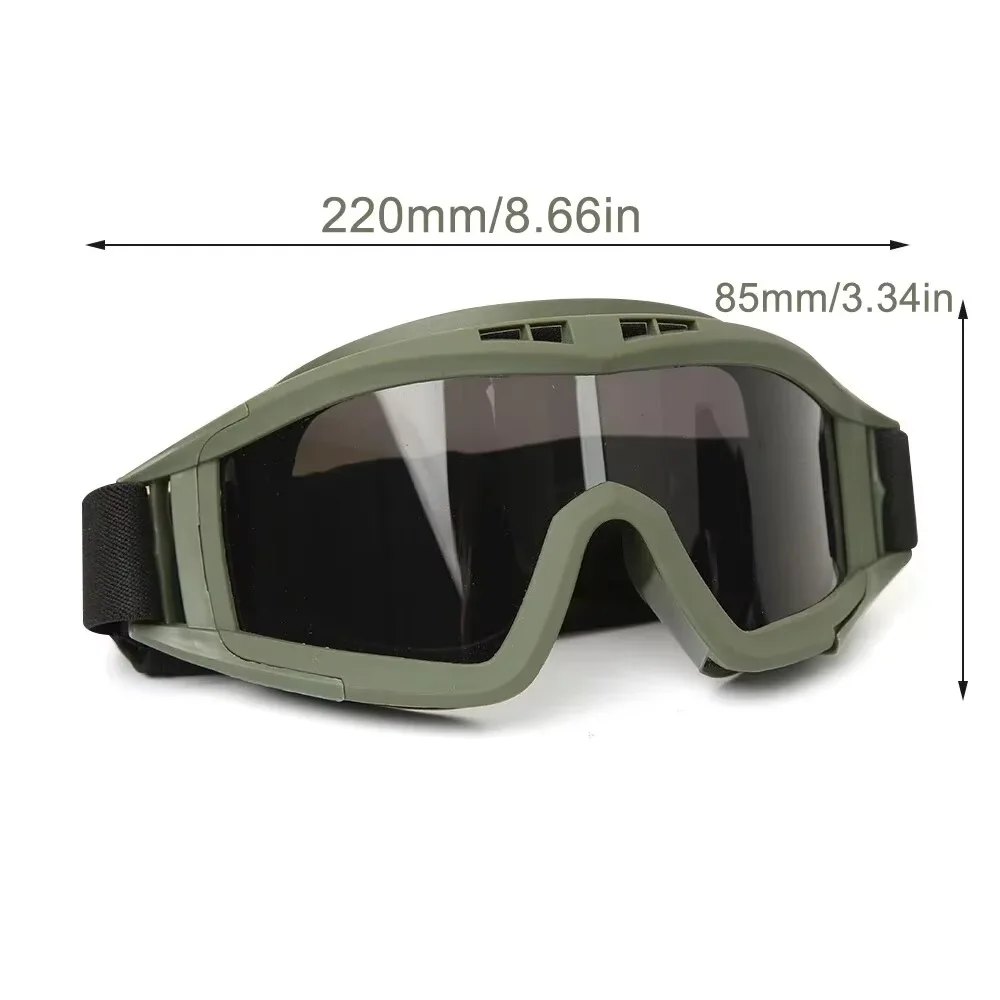 Tactical Goggles 3 Lens Windproof Dustproof Shooting Motocross Motorcycle Mountaineering Glasses CS Safe Protection