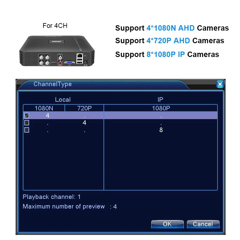 Smar CCTV DVR 4 Channel 8 Channel 1080N AHD DVR Digital Video Recorder 5 IN 1 Hybrid 1080P NVR Security Surveillance P2P network video recorder,surveillance security