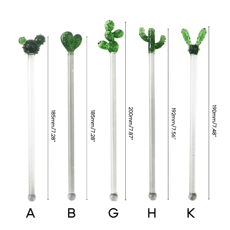 Coffee Stir Sticks Glass Cute Cactus Swizzle Sticks Holiday Stir Reusable Drink Stirrers for Cocktails G2AB