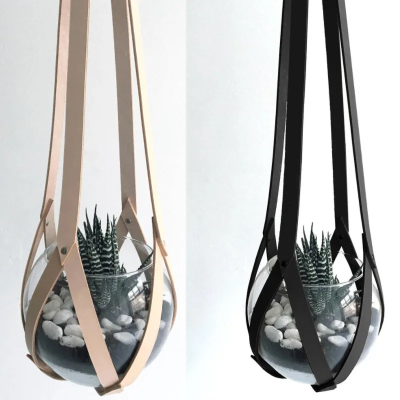 

Nordic Planter Outdoor Color Leather Flower Pot Net Pocket Home Balcony Hanging Decoration Basket Gardening Planting Pot Pendant