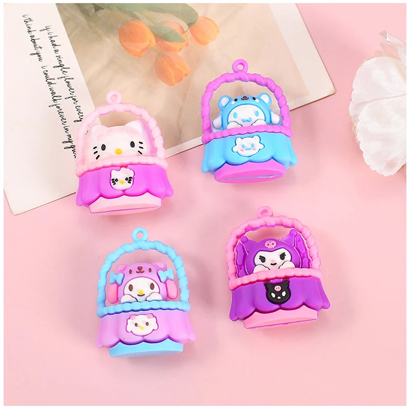 

5PCS Sanrios Flower Basket Series Cartoon PVC Patch Toy Kawaii Accessories DIY Phone Case Keychain Hair Clip Decorative Material