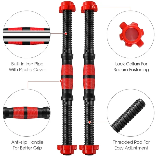 Threaded Dumbbell Handle Bar Extension Bar Set Adjustable Dumbbell Bars for Weight Lifting Home Gym Fitness Exercise weights bar 3