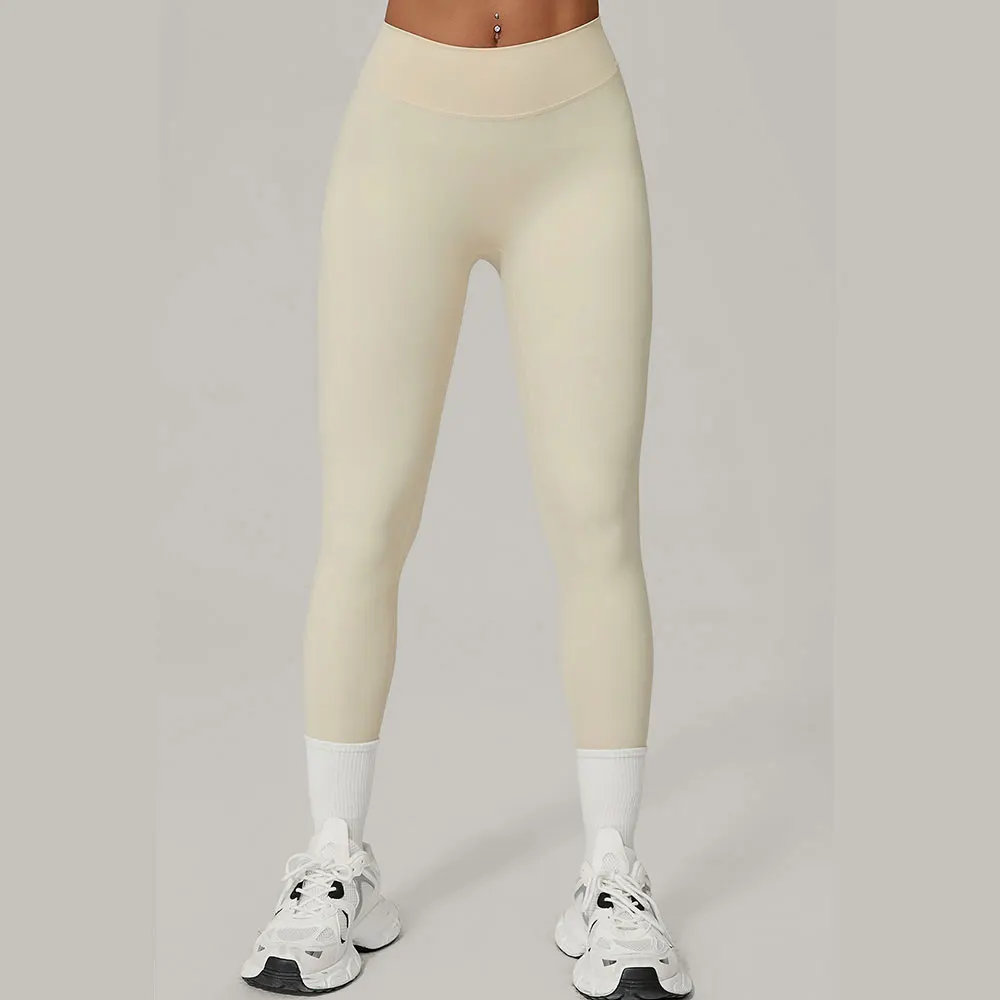 Nuovi leggings da donna a vita alta pantaloni da yoga elasticizzati collant push up fitness corsa abbigliamento sportivo pantaloni scrunch tinta unita - immagine 4