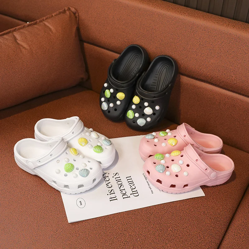 Kids Sandals Beach Shoes Children Sandals Baby Shoes Kids Shoes Summer Kids Sandals Hole Children's Shoes Slippers Soft Anti-Skid Cartoon DIY Design Hole Sandy Beach For Boys Girls