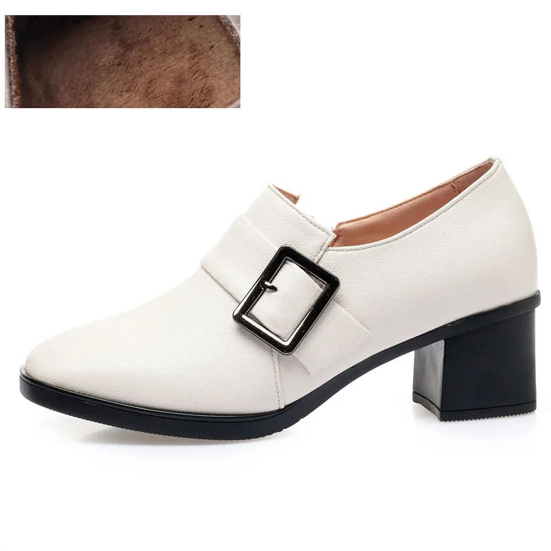 classic red pumps AIYUQI 2022 New Genuine Leather Women Fashion Shoes Mid Heel Large size  42 43 occupational office Women Singles Shoes womens penny loafer heels Classic Heels