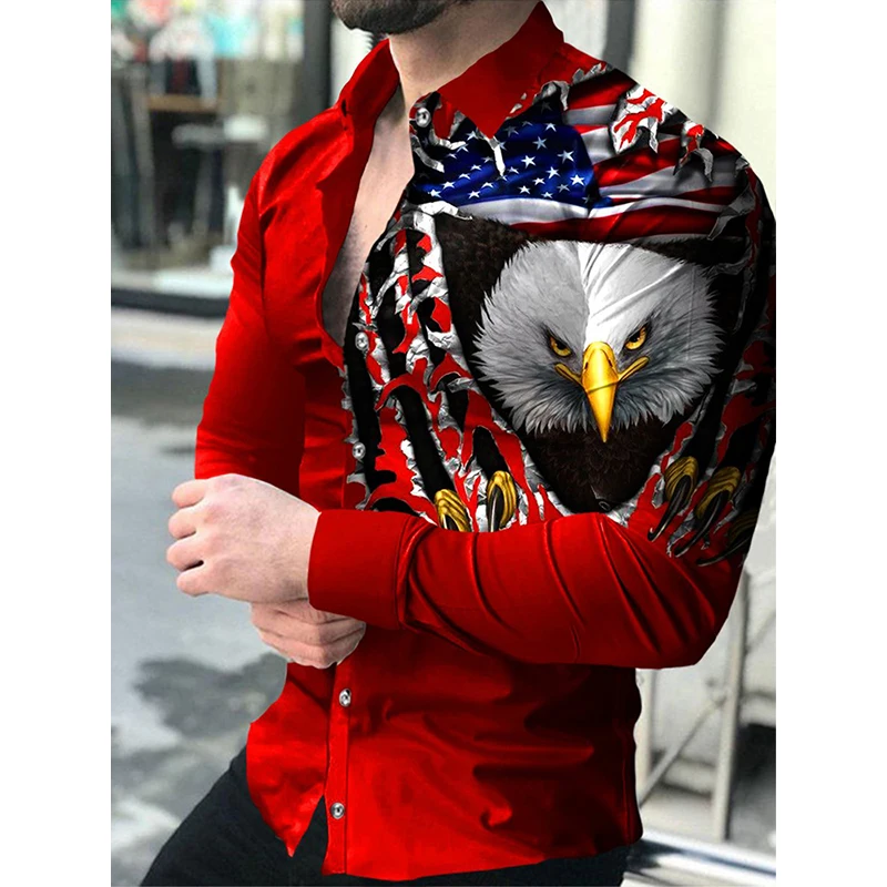 Luxury Social Men Shirts Turn-down Collar Buttoned Shirt Casual Tiger Print Long Sleeve Tops Men's Clothing Prom Party Cardigan short sleeve button down