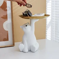 1pc Minimalist Polar Bear Tray-Creative Cosmetic Key Desktop Storage Tray Ornament for Home Decoration 6