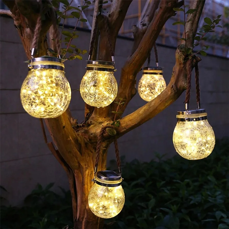 PAMNNY Solar Led Garden Light Outdoor Crackle Hanging Glass Jar Wishing Bottle Lamp For Party Wedding Courtyard Patio Decoration 1 pcs replacement magma lamp e14 r39 30w spotlight screw in light bulb type bathroom porch patio tungsten filament glass bulb