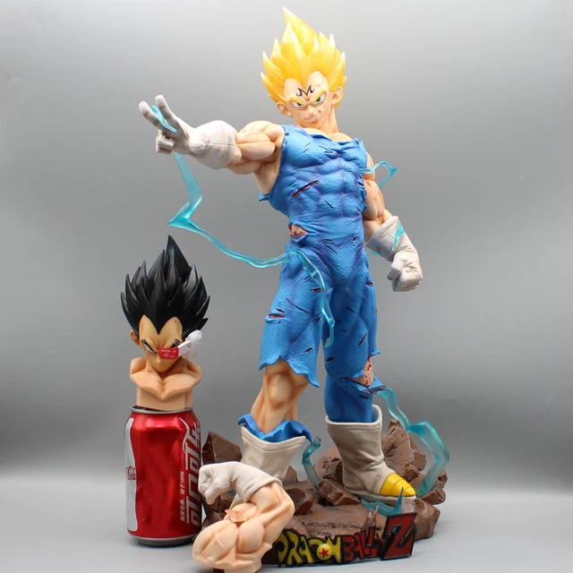 Dragon ball super saiyan vegeta batalha dano ver estátua pvc azul