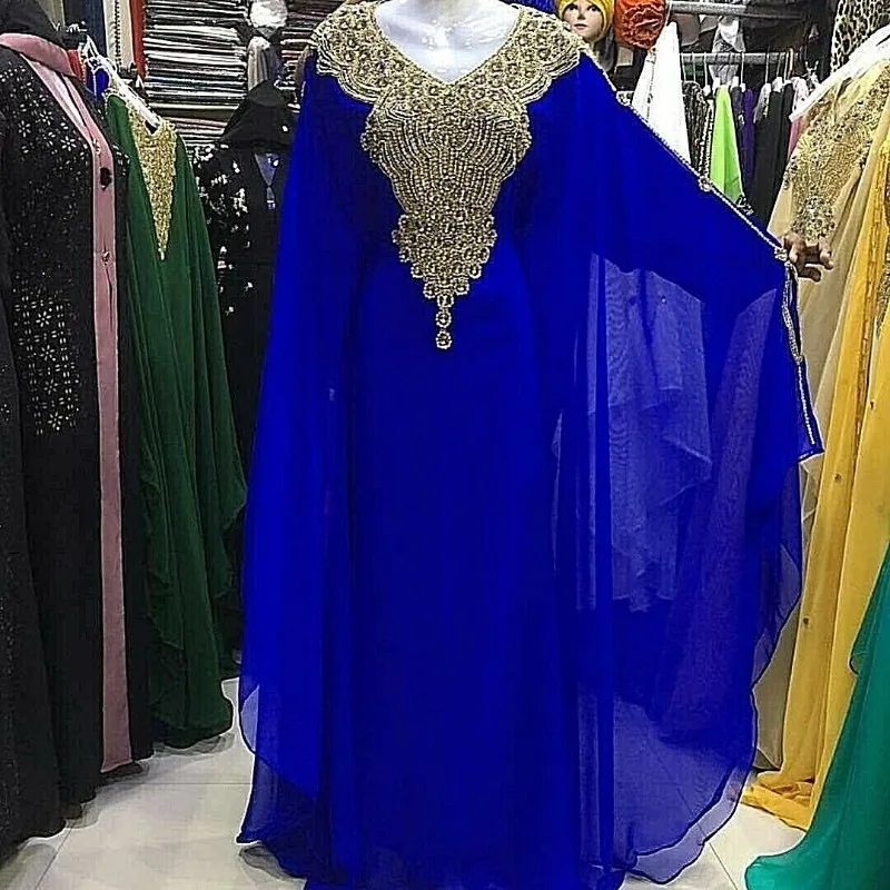 Royal Blue Dubai Pietra Marocchina Dubai Caftano Farasha Abaya Tendenze Moda Europee E Americane
