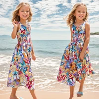 Robe d'été bohème à fleurs pour filles, robes de plage en mousseline de soie, vêtements floraux pour adolescentes de 6 8 10 12 14 ans 3