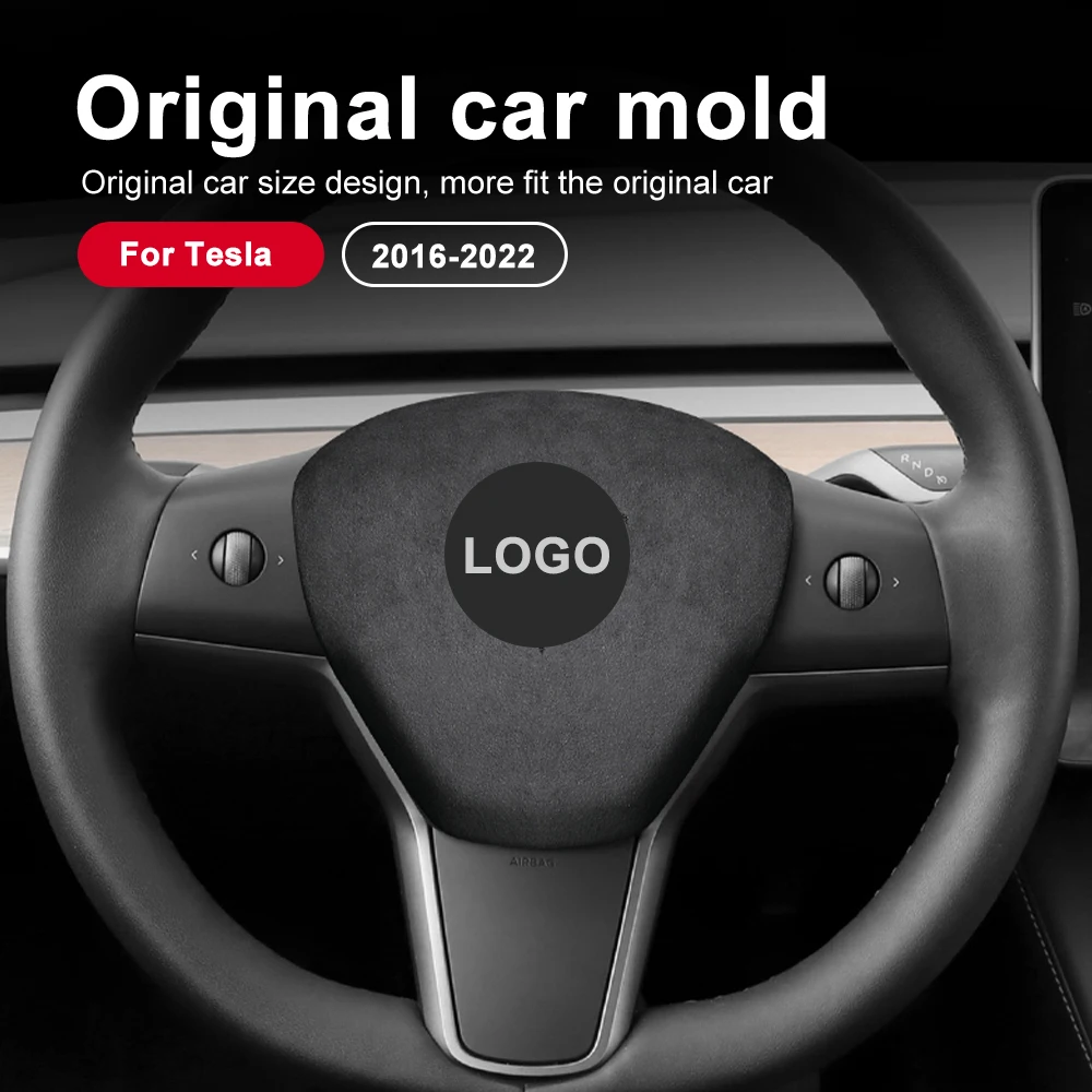 Italy Super Suede Steering Wheel Horn Cover For Tesla Model 3 Model Y