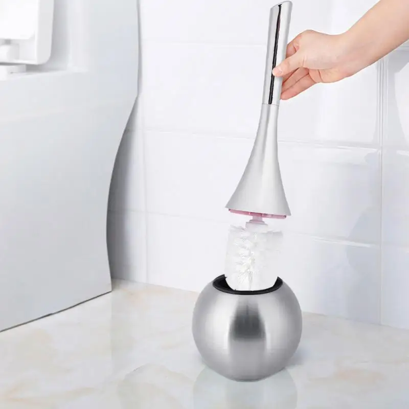 Toilet Brush Creative Bathroom Toilet Scrub Cleaning Brush Holder Set with Stainless Steel Base Universal WC Accessory
