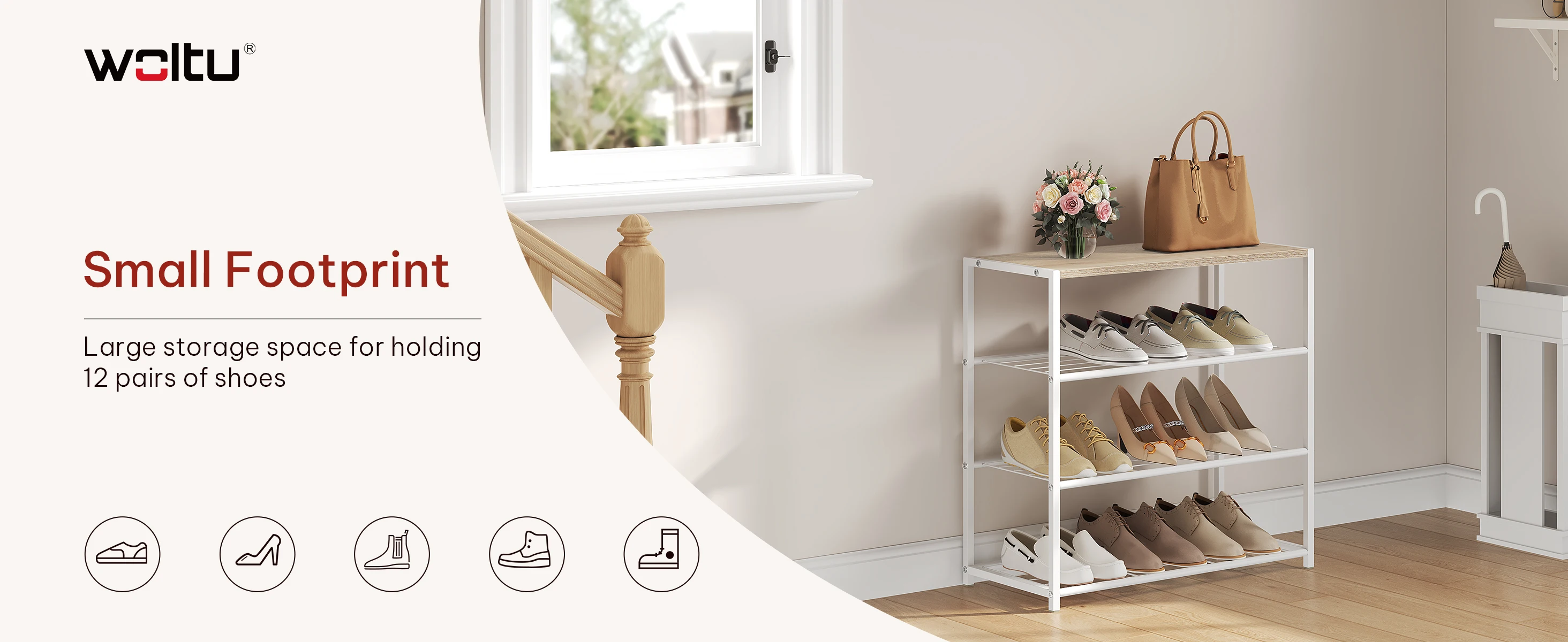 WOLTU Schuhregal 2/3/4 Schichten Schuhorganisatoren Metallrahmen Schuhaufbewahrungsregal Schuhbank für Wohnzimmer Eingang Flur Badezimmer – Detail 21