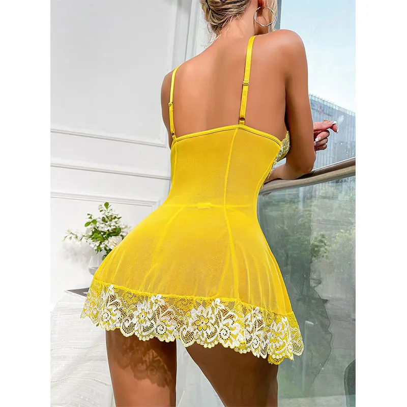 Short Sexy Deep V Women's Nightgown Embroidered Dress Fashions Pajamas Free Thong Night Sleepwear Suspender Baby Doll Lingerie women nightgowns,women nightdresses,women pajamas,sleeping dress,women lingerie