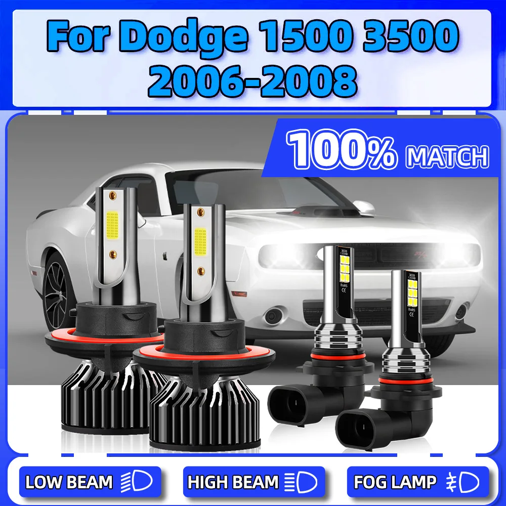 

LED Headlight 12V CSP Chips Fog Lights 40000LM Plug And Play Auto Lamps 6000K White For Dodge Ram 1500 3500 2006 2007 2008